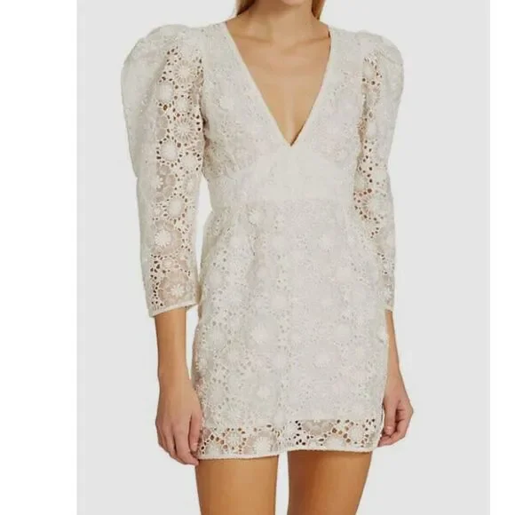 LoveShackFancy Faye Mini Dress 4 White NWT - Picture 9 of 11